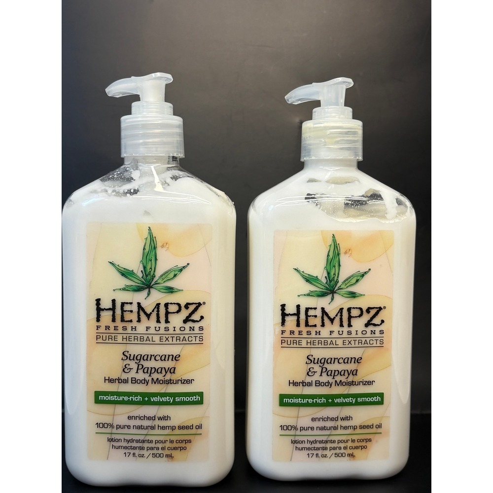 2PK Hempz Fresh Fusions Sugarcane & Papaya Herbal Body Moisturizer 17oz 500mL